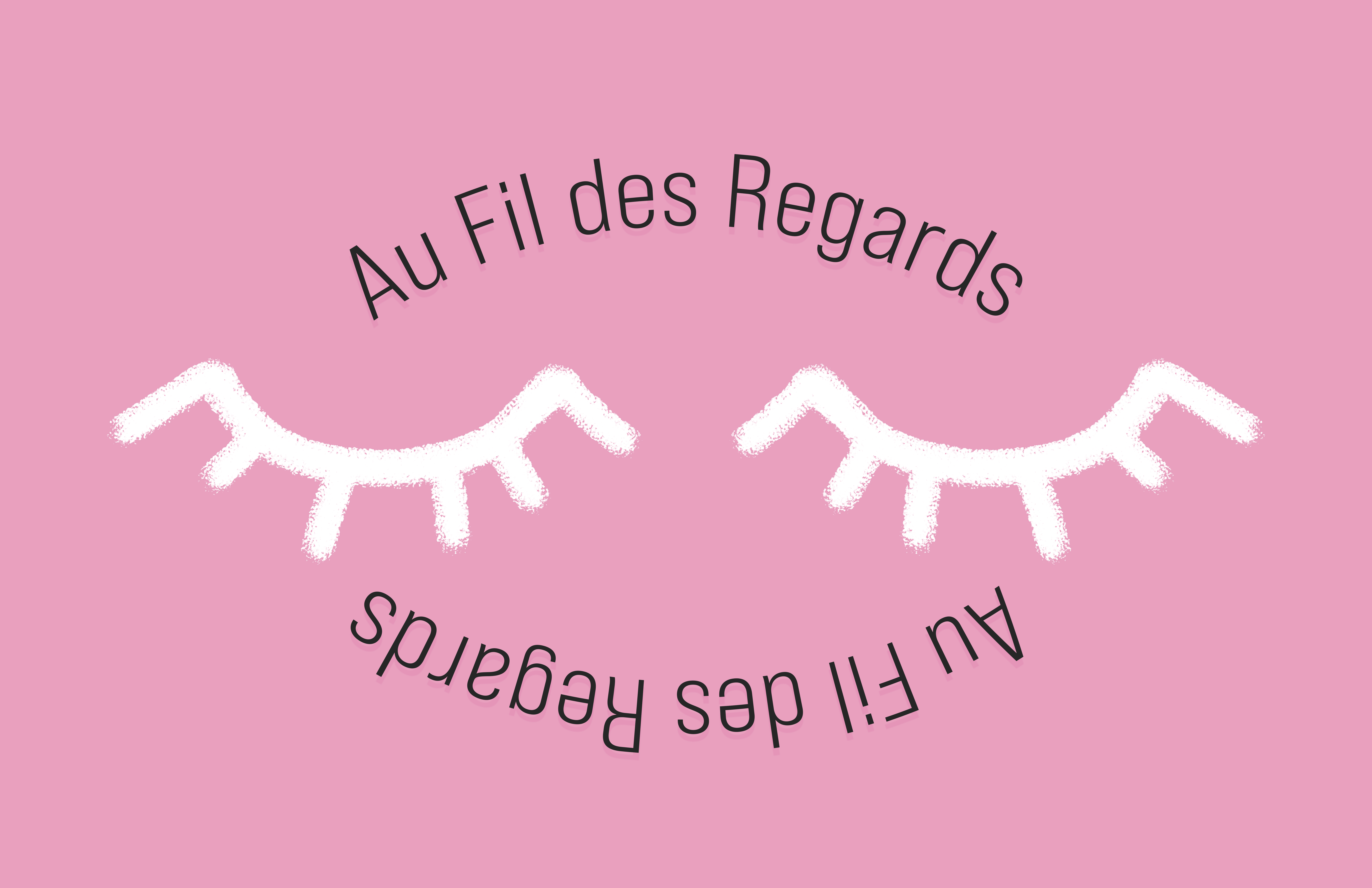 Logo rose avec des yeux fermés dessinés en blanc